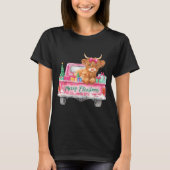 Merry Christmas Highland Cow Nk Truck Xmas Tree Wo T-Shirt (Vorderseite)