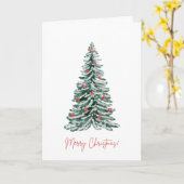 Merry Christmas Holiday Card with watercolor tree Karte (Gelbe Blume)
