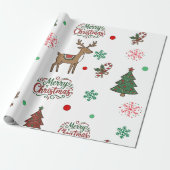Merry Christmas Holiday Deer & Candy Cane Gift Wra Geschenkpapier (Ungerollt)
