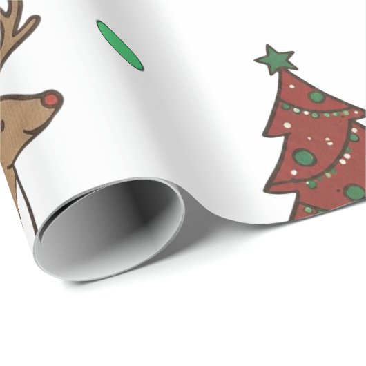 Merry Christmas Holiday Deer & Candy Cane Gift Wra Geschenkpapier (Rolleneckpunkt)