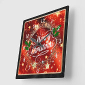 Merry Christmas, holiday design, Quadratische Wanduhr (Winkel)
