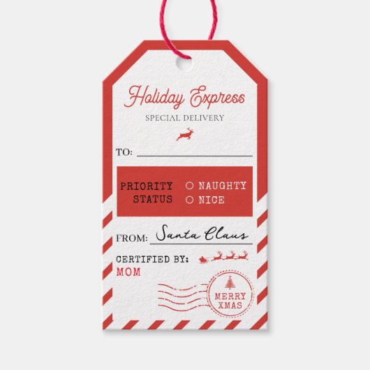 Merry Christmas Holiday Express Mail To From Geschenkanhänger (Vorderseite)