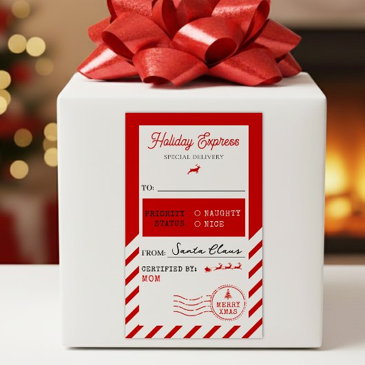 Merry Christmas Holiday Express Mail To From Rechteckiger Aufkleber