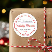 Merry Christmas Holiday Express Mail To From Runder Aufkleber