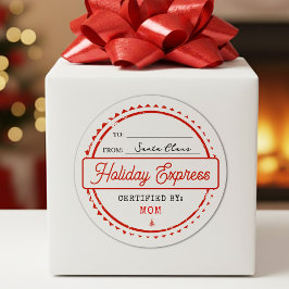 Merry Christmas Holiday Express Mail To From Runder Aufkleber