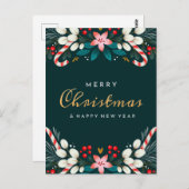 MERRY CHRISTMAS | Holiday Floral Postcard Postkarte (Vorne/Hinten)