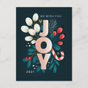 MERRY CHRISTMAS Holiday Joy Floral Postcard Postkarte