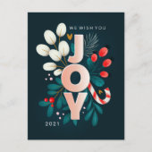 MERRY CHRISTMAS | Holiday Joy Floral Postcard Postkarte (Vorderseite)