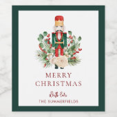 Merry Christmas Holiday Nutcracker Script Greenery Weinetikett (Einzelnes Label)