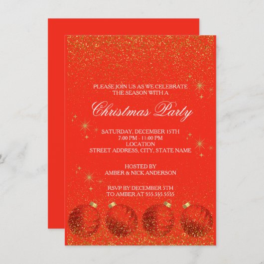 Merry Christmas Holiday Party Glitter Einladung (Vorne/Hinten)