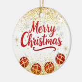 Merry Christmas Holiday Party Glitter Keramik Ornament (Links)