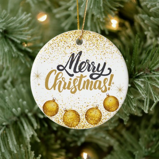 Merry Christmas Holiday Party Glitter Keramik Ornament (Baum)