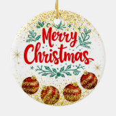 Merry Christmas Holiday Party Glitter Keramik Ornament (Hinten)