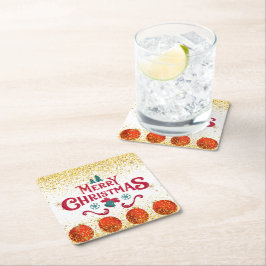 Merry Christmas Holiday Party Glitter Rechteckiger Pappuntersetzer