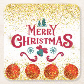 Merry Christmas Holiday Party Glitter Rechteckiger Pappuntersetzer (Vorderseite)