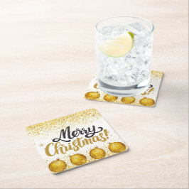 Merry Christmas Holiday Party Glitter Rechteckiger Pappuntersetzer