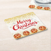 Merry Christmas Holiday Party Glitter Rechteckiger Pappuntersetzer (angewinkelt)