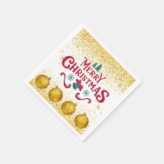 Merry Christmas Holiday Party Glitter Serviette (Ecke)