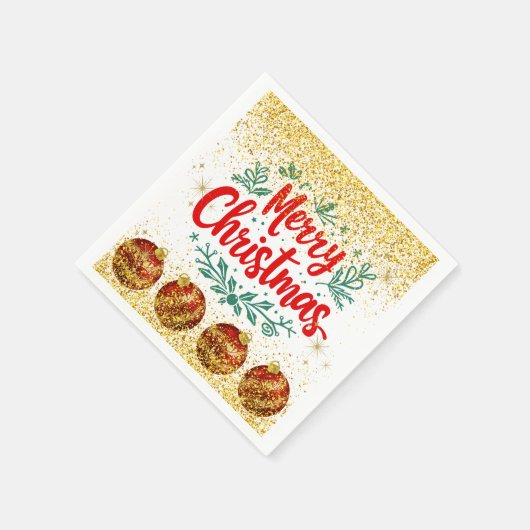 Merry Christmas Holiday Party Glitter Serviette (Ecke)