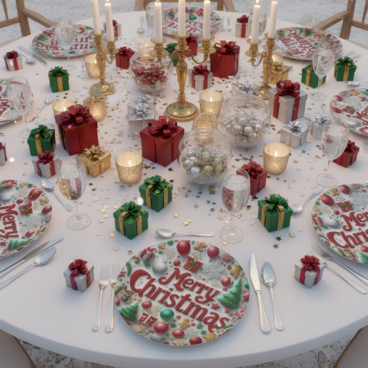 Merry Christmas Holiday Plate Pappteller