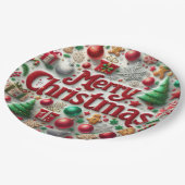 Merry Christmas Holiday Plate Pappteller (Schrägansicht)