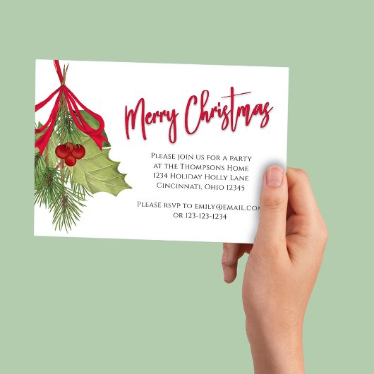 Merry Christmas Holiday Red Calligraphy QR Code Einladung