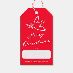 MERRY CHRISTMAS Holiday Simple Dove CUSTOM Geschenkanhänger