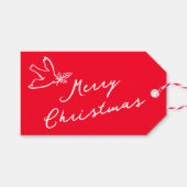 MERRY CHRISTMAS Holiday Simple Dove CUSTOM Geschenkanhänger (Vorderseite (Horizontal))