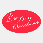 MERRY CHRISTMAS Holiday Simple Dove CUSTOM Ovaler Aufkleber (Vorderseite)