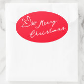 MERRY CHRISTMAS Holiday Simple Dove CUSTOM Ovaler Aufkleber (Tasche)