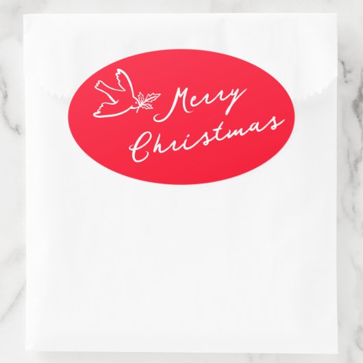 MERRY CHRISTMAS Holiday Simple Dove CUSTOM Ovaler Aufkleber (Tasche)