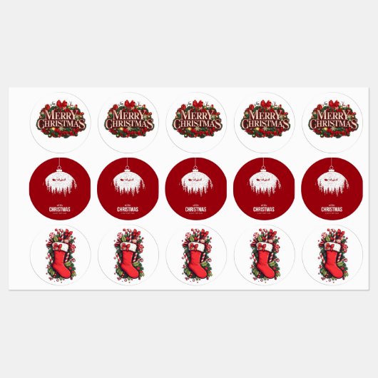 Merry Christmas Holiday Stickers Etiketten (Blatt)