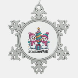 Merry Christmas Holiday Vibes Schneeflocken Zinn-Ornament
