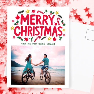 MERRY CHRISTMAS Holiday Xmas CUSTOM FOTO Postkarte