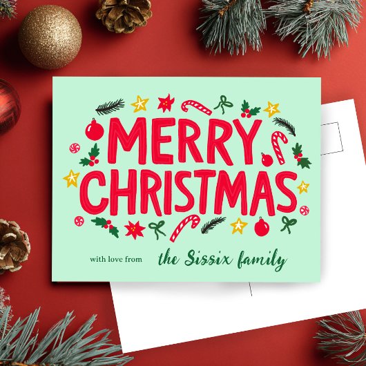 MERRY CHRISTMAS Holiday Xmas CUSTOM Postkarte