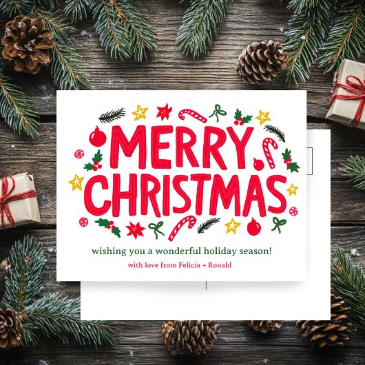 MERRY CHRISTMAS Holiday Xmas CUSTOM Postkarte