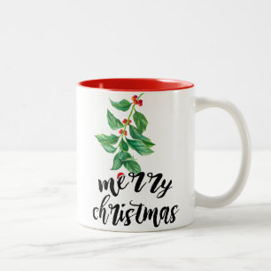 Merry Christmas Holly Design Custom Santa Zweifarbige Tasse