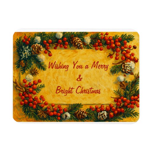 Merry Christmas Holly Magnet (Horizontal)