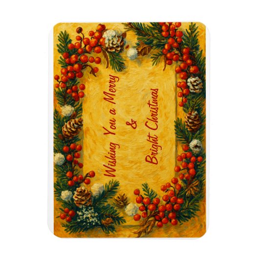 Merry Christmas Holly Magnet (Vertikal)