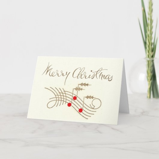 Merry Christmas Holly Music Card Karte (Vorderseite)