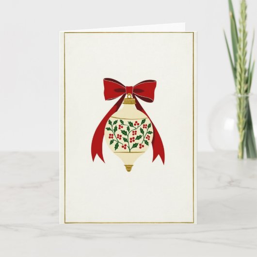 Merry Christmas Holly Ornament Karte (Vorderseite)