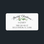 Merry Christmas Holly Rücksendeadresse Label Adressaufkleber<br><div class="desc">Frohe Weihnachts Holly Return Address Label Aufkleber,  modern,  minimalistisch,  einfach</div>