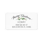 Merry Christmas Holly Rücksendeadresse Label Adressaufkleber (Vorne)