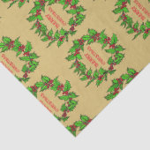 Merry Christmas Holly Wreath With Berries  Seidenpapier (Detail)