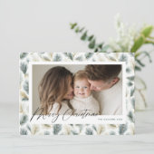 Merry Christmas Holy Berries Background Feiertagskarte (Stehend Vorderseite)