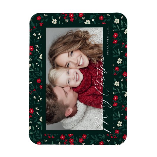 Merry Christmas Holy Berries Background Magnet (Vertikal)