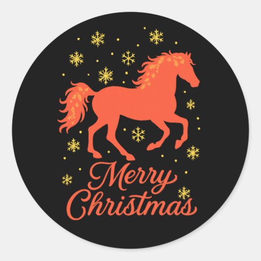 Merry Christmas Horse Silhouette Runder Aufkleber (Vorderseite)