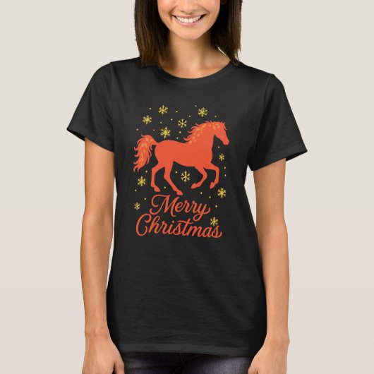 Merry Christmas Horse Silhouette T-Shirt (Vorderseite)