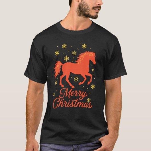 Merry Christmas Horse Silhouette T-Shirt (Vorderseite)