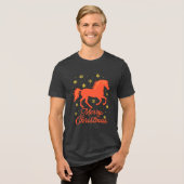 Merry Christmas Horse Silhouette Tri-Blend Shirt (Vorderseite voll)
